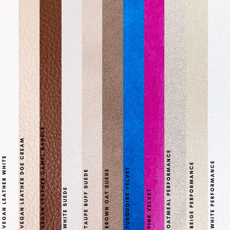 Samples of all fabric colors offered for seating options.