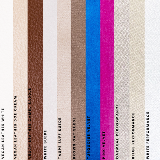 Samples of all fabric colors offered for seating options.