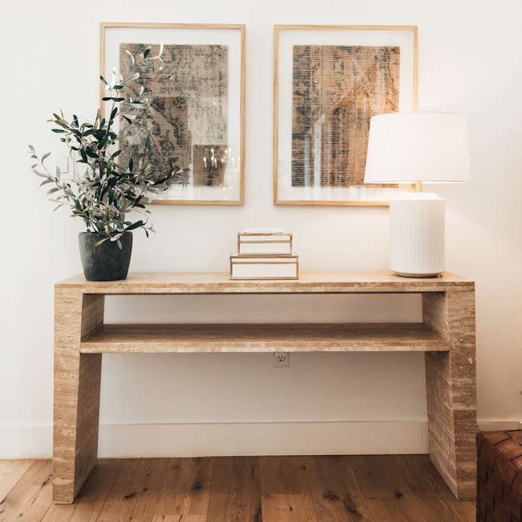 Camden Travertine Console Table