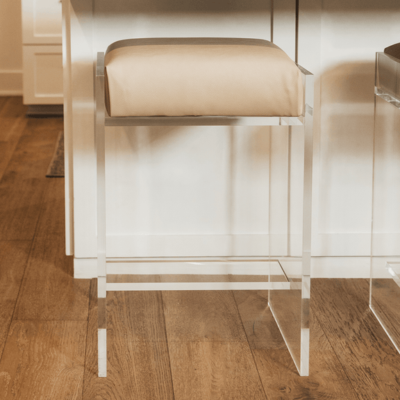 Acrylic Lucite Counter Height Bar Stool - Cyprus Upholstered Bar Stools