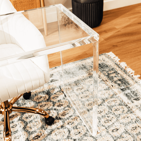 Modern Clear Acrylic Desk - Acrylic Vanity - Lucite Slab