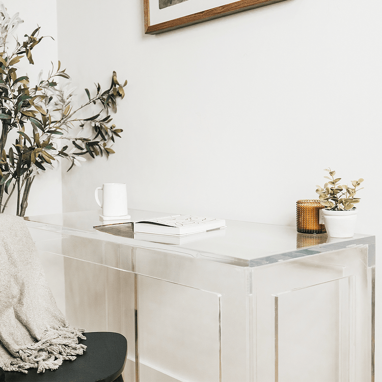 Modern Acrylic Lucite Desk - Acrylic Vanity - Clear Desk - Humboldt